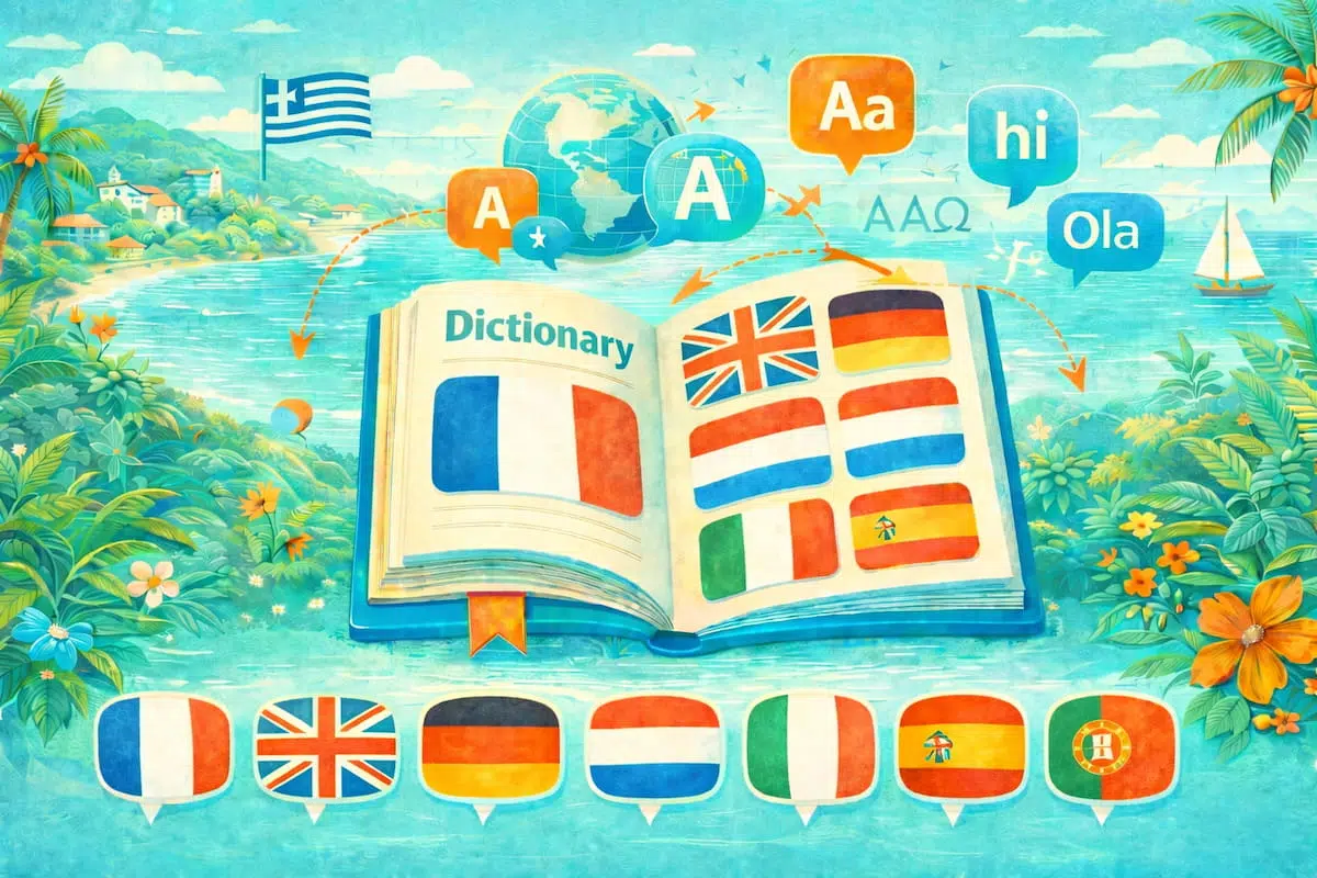 Lexique grec : découvrez le vocabulaire utile en 8 langues pour voyager en Crète, comprendre et vous faire comprendre facilement au quotidien.